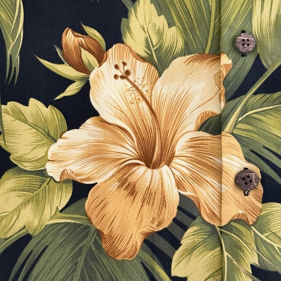 Tommy Bahama Silk Shirt Green Mens XL Tropical Hawaiian Palms Floral Embroidered - Picture 9 of 15